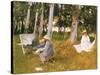 Monet Painting Woods, 1888-John Singer Sargent-Stretched Canvas