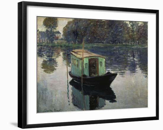Monet's Studio-Boat, 1874-Claude Monet-Framed Giclee Print