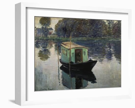 Monet's Studio-Boat, 1874-Claude Monet-Framed Giclee Print