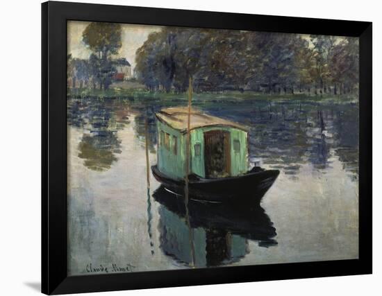 Monet's Studio-Boat, 1874-Claude Monet-Framed Giclee Print