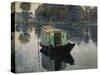 Monet's Studio-Boat, 1874-Claude Monet-Stretched Canvas
