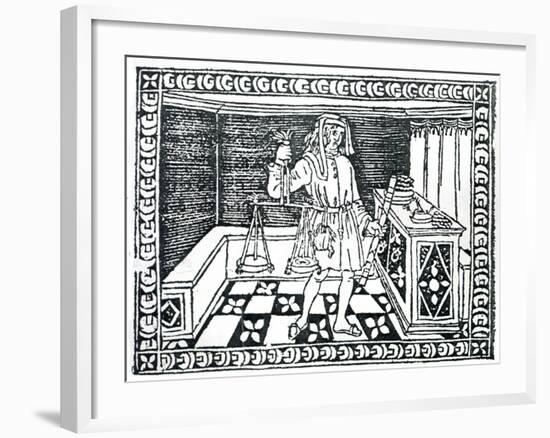 Money Changer, Illustration from 'Libro Di Givocho Di Scacchi' by Jacobus De Cessolis, 1493-Italian School-Framed Giclee Print