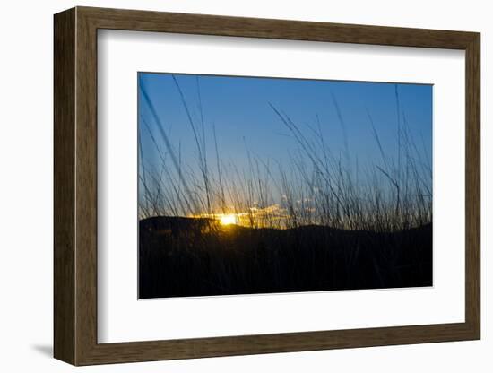 Mongolia, Central Asia, Camp in the Steppe Scenery of Gurvanbulag, Hills, Sundown-Udo Bernhart-Framed Photographic Print