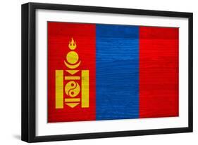 Mongolia Flag Design with Wood Patterning - Flags of the World Series-Philippe Hugonnard-Framed Art Print