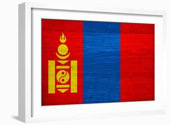 Mongolia Flag Design with Wood Patterning - Flags of the World Series-Philippe Hugonnard-Framed Art Print