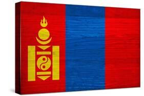 Mongolia Flag Design with Wood Patterning - Flags of the World Series-Philippe Hugonnard-Stretched Canvas