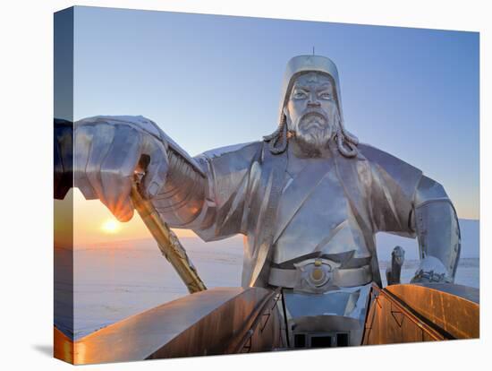 Mongolia, Tov Province, Tsonjin Boldog, a 40M Tall Statue of Genghis Khan on Horseback Stands on To-Nick Ledger-Stretched Canvas