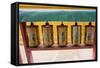 Mongolia, Ulaanbaatar, Gandantegchinlen Monastery. Prayer Wheels-Emily Wilson-Framed Stretched Canvas