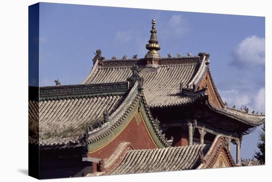 Mongolia, Ulan Bator, Architectural Detail of Choigyn Lam Soum Monastery-null-Stretched Canvas