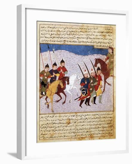 Mongolian Cavalry and Infantry, Miniature from the Manuscript 1113, Folio 279, Verso, Persia-null-Framed Giclee Print