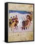 Mongolian Cavalry and Infantry, Miniature from the Manuscript 1113, Folio 279, Verso, Persia-null-Framed Stretched Canvas