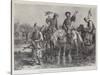 Mongolian Chiefs at the Royal Sport of Falconry at Dalay Nov Lake, in Western Mongolia-Paul Frenzeny-Stretched Canvas