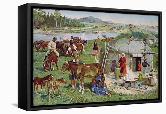 Mongolian Country Life-null-Framed Stretched Canvas