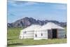 Mongolian gers and mountains in the background, Middle Gobi province, Mongolia, Central Asia, Asia-Francesco Vaninetti-Mounted Photographic Print