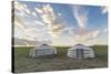 Mongolian nomadic traditional gers and clouds in the sky, Middle Gobi province, Mongolia, Central A-Francesco Vaninetti-Stretched Canvas