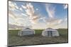 Mongolian nomadic traditional gers and clouds in the sky, Middle Gobi province, Mongolia, Central A-Francesco Vaninetti-Mounted Photographic Print
