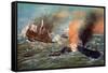 Monitor And Merrimack-J.G. Tanner-Framed Stretched Canvas