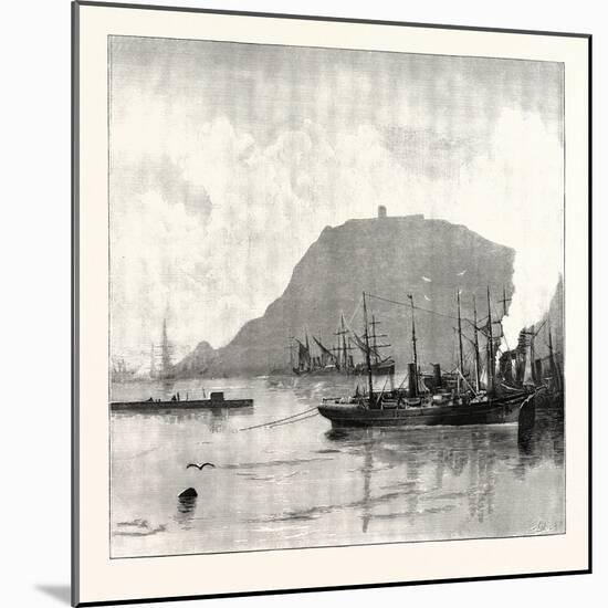 Monjuich, from the Harbour, Barcelona, Spain-null-Mounted Giclee Print