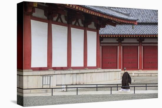 Monk at Shitenno-Ji Temple, Tennoji, Osaka, Kansai, Japan-Ian Trower-Stretched Canvas