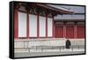 Monk at Shitenno-Ji Temple, Tennoji, Osaka, Kansai, Japan-Ian Trower-Framed Stretched Canvas