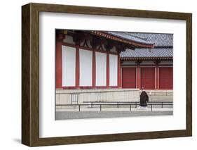 Monk at Shitenno-Ji Temple, Tennoji, Osaka, Kansai, Japan-Ian Trower-Framed Photographic Print