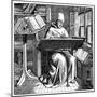 Monk at Work on a Manuscript in the Corner of a Scriptorium, 15th Century-null-Mounted Giclee Print