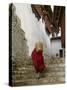 Monk Carrying Basket in Trongsa Dzong, Bhutan-Keren Su-Stretched Canvas