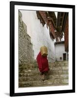 Monk Carrying Basket in Trongsa Dzong, Bhutan-Keren Su-Framed Photographic Print