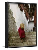 Monk Carrying Basket in Trongsa Dzong, Bhutan-Keren Su-Framed Photographic Print