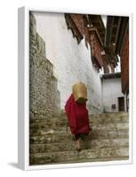 Monk Carrying Basket in Trongsa Dzong, Bhutan-Keren Su-Framed Photographic Print