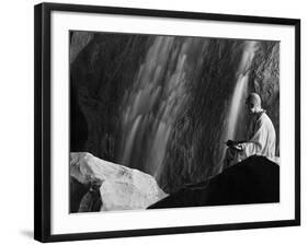 Monk Demonstrating Meditation at Zen Music Shaolin Grand Ceremony, Shaolin, Henan Province, China-Christian Kober-Framed Photographic Print