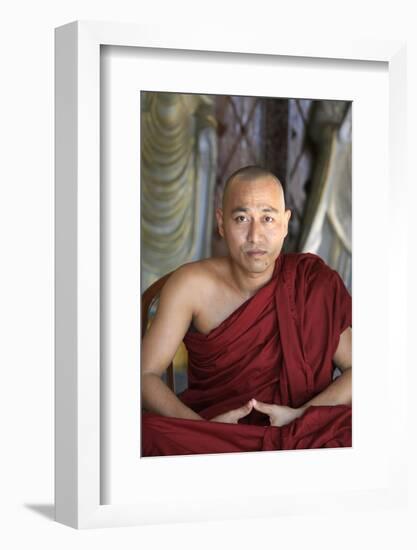 Monk, Dharmikarama Burmese temple, Penang, Malaysia-Godong-Framed Photographic Print