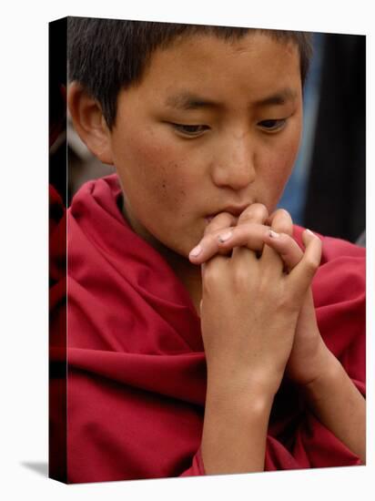 Monk from Songzhanling Monastery, Zhongdian, Deqin Tibetan Autonomous Prefecture, China-Pete Oxford-Stretched Canvas