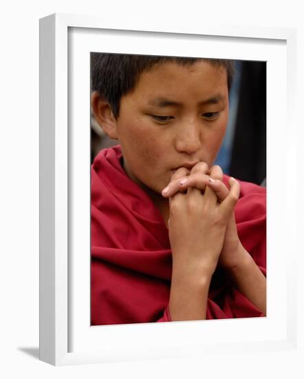 Monk from Songzhanling Monastery, Zhongdian, Deqin Tibetan Autonomous Prefecture, China-Pete Oxford-Framed Photographic Print