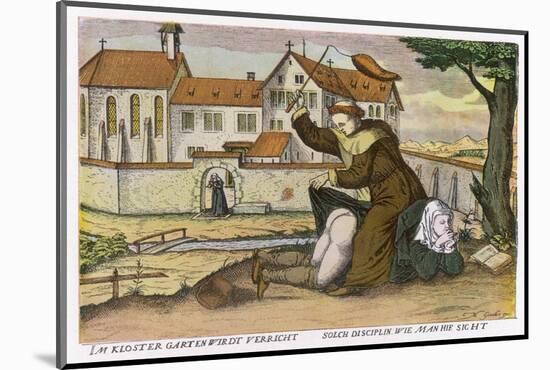 Monk Gives a Nun an Affectionate Spanking-null-Mounted Photographic Print