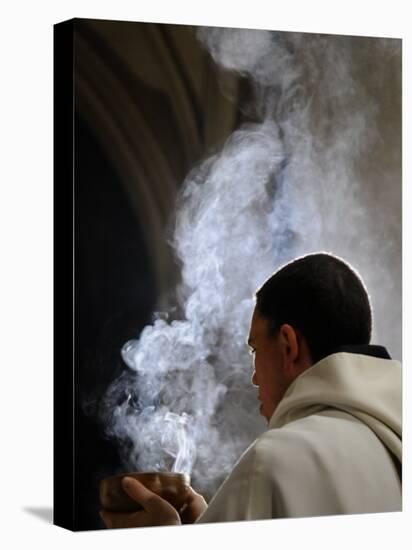 Monk Holding an Incense Bowl During an Ecumenical Celebration, Paris, France, Europe-Godong-Stretched Canvas