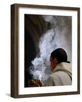 Monk Holding an Incense Bowl During an Ecumenical Celebration, Paris, France, Europe-Godong-Framed Photographic Print