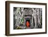 Monk in Angkor Wat Cambodia. Ta Prohm Khmer Ancient Buddhist Temple in Jungle Forest. Famous Landma-Banana Republic images-Framed Photographic Print