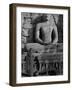 Monk in Front of the Seated Buddha Statue, Gol Vihara, Polonnaruwa, Sri Lanka, Asia-Bruno Morandi-Framed Photographic Print