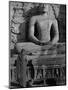 Monk in Front of the Seated Buddha Statue, Gol Vihara, Polonnaruwa, Sri Lanka, Asia-Bruno Morandi-Mounted Photographic Print