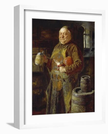 Monk in the Cloister Brewery with Beer Stein as Well as White and Red Radishes, 1889-Eduard Grutzner-Framed Giclee Print