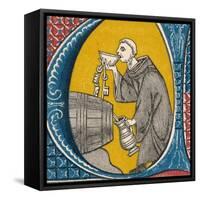 Monk in Wine-Cellar-null-Framed Stretched Canvas