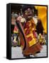 Monk in Wooden Mask in Traditional Costume, Hemis Festival, Hemis, Ladakh, India-Simanor Eitan-Framed Stretched Canvas