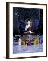 Monk Praying Near Buddha Statue, Thailand-Merrill Images-Framed Photographic Print