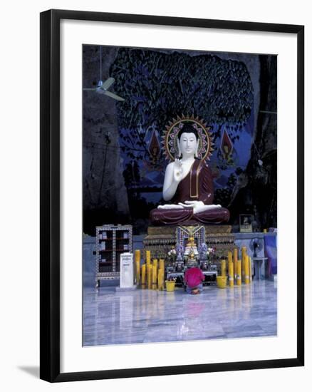 Monk Praying Near Buddha Statue, Thailand-Merrill Images-Framed Photographic Print