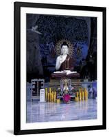 Monk Praying Near Buddha Statue, Thailand-Merrill Images-Framed Photographic Print