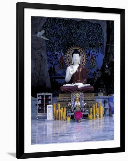 Monk Praying Near Buddha Statue, Thailand-Merrill Images-Framed Photographic Print