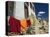 Monk's Clothes on Line, Tikse (Tiksay) Gompa (Monastery), Tikse (Tiksay), Indian Himalayas, India-Jochen Schlenker-Stretched Canvas