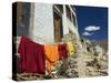 Monk's Clothes on Line, Tikse (Tiksay) Gompa (Monastery), Tikse (Tiksay), Indian Himalayas, India-Jochen Schlenker-Stretched Canvas