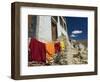Monk's Clothes on Line, Tikse (Tiksay) Gompa (Monastery), Tikse (Tiksay), Indian Himalayas, India-Jochen Schlenker-Framed Photographic Print